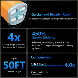 BONSO 2025 New Dog Bark Deterrent Device, 50ft Long-Range Ultrasonic Barking Control Device - Effective Anti-Barking Device to End Bad Behavior, Alternative to Shock Collars (Yellow)