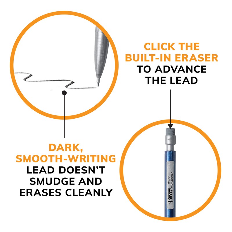 BIC Xtra-Precision Mechanical Pencils with Erasers, Fine Point (0.5mm), 24-Count