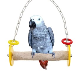 Sweet Feet and Beak Roll Bird Swing - Pumice Perch Bird Toys Trims Nails and Beaks, Safe and Non-Toxic Bird Cage Accessories for Small and Large Birds, Swinging Toys Birds Will Love, Medium 9 Inches