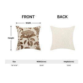 Yxuiyal Floral Pillow Covers 18x18 Set of 2 Vintage Brown Hydrangea Herbs Botanical Throw Pillow Cover Outdoor Decoration Boho Flower Pillowcase Farmhouse Decorative Cushion Case for Home Sofa Couch