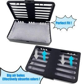 Shurex Trash Can Deodorizer Kit Stick-On Activated Carbon Odor Eliminator for Large Trash Cans, Indoor Kitchen Compost bins, Big Step or Touchless Sensor Garbage Cans (2 Black Kits)