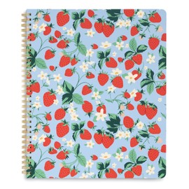 ban.do Floral Rough Draft Large Spiral Notebook, 11" x 9" with Pockets and 160 College Ruled Pages, Strawberry Fields