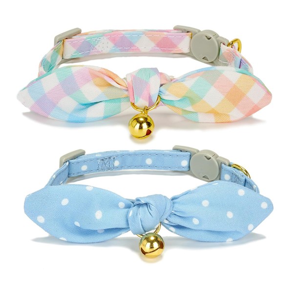 Petiry Cat Collar with Removable Bowtie,Cute Quick Release Kitten Collar
