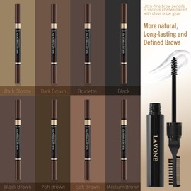 LAVONE Eyebrow Pen Makeup Kit, with Microblading Eyebrow Pencil, Brow Lamination Gel, Eyeliner, Waterproof Eyebrow Kit for Natural Looking - Blonde