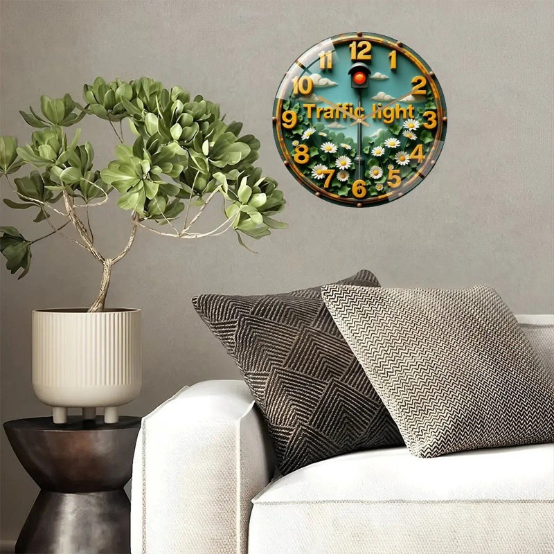 30cm Diameter Glass Wall Clock with Diamond-Cut Hands for Added