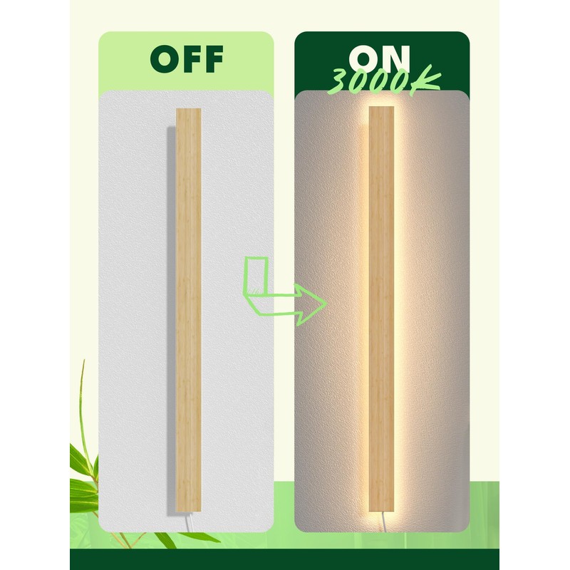 1 Pack Modern Plug in Long Wall Sconce 23.6‘’ LED