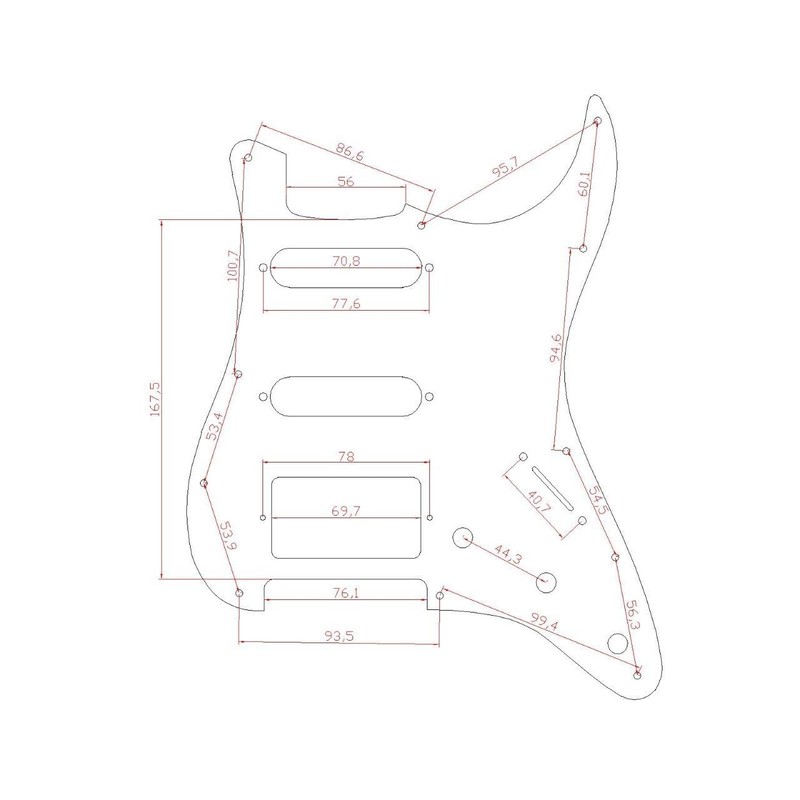 KAISH Northwest Guitars Strat HSS 3D Printed Plastic Pickguard ST