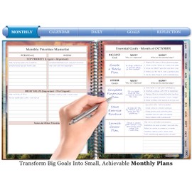 Tools4Wisdom 2026 Planner 2026 Calendar - 15 Months Starting Oct '25-8.5x11 Inch Hardcover - Daily Weekly Monthly - O5D6 - Ocean Sunset