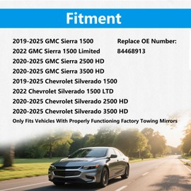 Leolarmen Passenger Lower Heated Side Mirror Glass Compatible with 2020-2025 Chevy Silverado 1500 2500HD 3500HD GMC Sierra, Right Convex Mirror Replacement with Backplate for 84468913