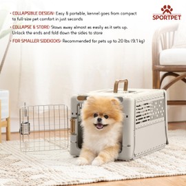 SportPet Designs Collapsible Pet Kennel, 19" X-Small (Tan)