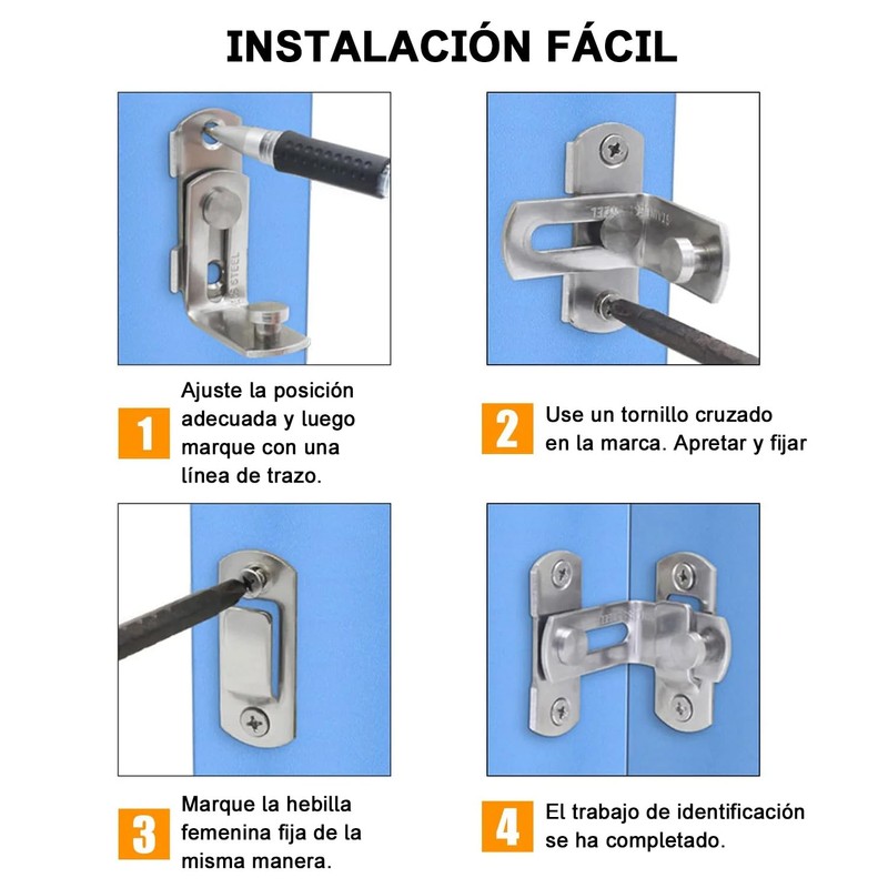 Cerradura de Puerta de Granero 4 Piezas Pestillo de Puerta