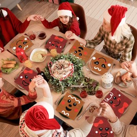 Gingerbread Christmas Party Decorations Napkins, 40Pcs Cute Expressions Gingerbread Napkins Gingerbread Face Paper Napkins for Xmas Winter Holiday Birthday Party Decorations