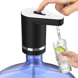 Water Dispenser for 5 Gallon Bottle, Water Dispenser, Electric Water Pump for 5 Gallon Bottle, Rechargeable Water Pump for 5 Gallon Jug, Portable Water Dispenser, Panda-White - Colour: Panda-black