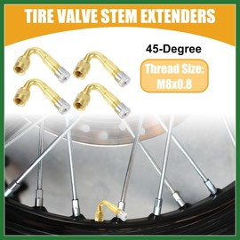 Motoforti 1 Set 45-Degree Tire Valve Stem Extenders Cars Bicycles - Gold Tone Long-lasting