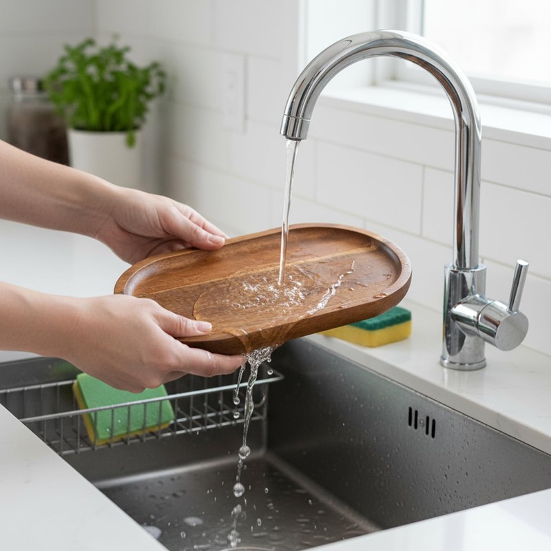 Small Wood Tray, 7.3"x 4" Mini Wooden Serving Tray Bathroom