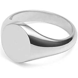 925 Solid Sterling Silver Round Signet Ring in Sizes G-Z (G)