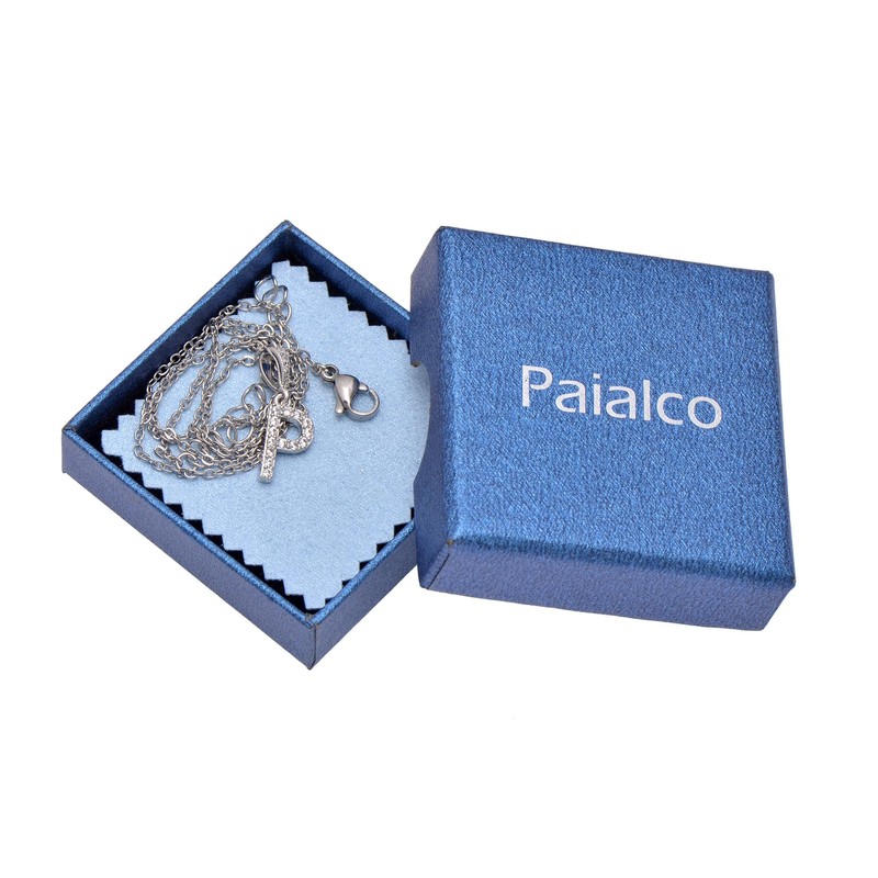 Paialco Initial Letter P Pendant Necklace for Women, White Gold