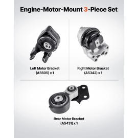 2007-2014 for Ford Edge 3.5L Compatible Engine Transmission Motor Mount Kit Replacement Set of 3 OE# A5342 A54Part Number: PN A5342 A5431 A5605, Car Manufacturer: Ford