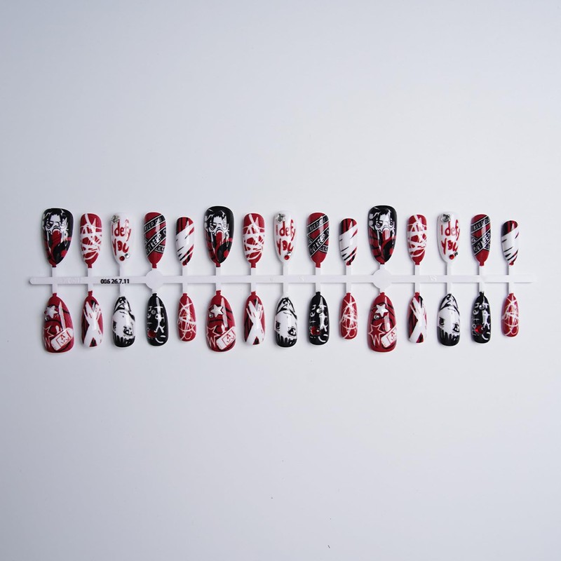 30Pcs Y2K Anime Press on Nails, Medium Almond Fake Nails,