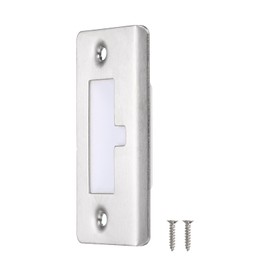 sourcing map Door Strike Plate, 76 mm x 40 mm, 201 Stainless Steel Latch Strike Plate for Door Frame, Silver