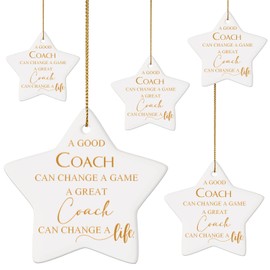 5 Pcs Christmas Keepsake Ornaments for Coach Nurse Star Shaped Ornament Flat Ceramic Christmas Ornament Thank You Ornament Xmas Hanging Disc Ornaments for Coach Nurses Appreciation (for Coach)