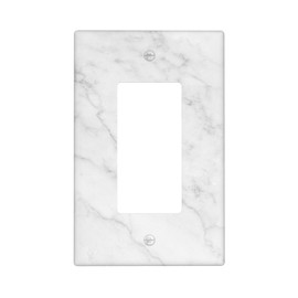 White Marble Single Gang Rocker Light Switch Cover Plates Decorative Outlet Covers, 1 Gang Rocker Wall Plate