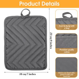 Oruola 2 Stück Topflappen Grau,Topflappen Set,Backofenhandschuhe HitzebestäNdig,Anti-Rutsch Ofenhandschuhe,GrauTopflappen zum Kochen Backen Grillen Küchenzubehör,Waschbare Topfhandschuhe