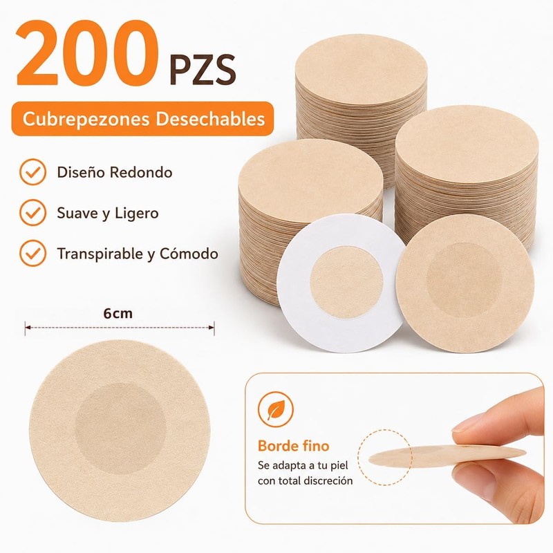 200pcs Pezoneras Adhesiva Desechables Suaves Invisibles