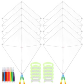 DIY Blank Kites 10 Packs, Bulk Kites DIY Kit for Kids DIY Decorating Coloring,Blank Making Craft Kit for Kids Aged 4+ 8PCS Watercolor Pens
