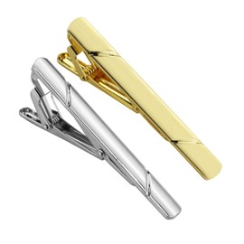 2 gold metal tie clips and 1 silver tie clip for men, tie clip for business, wedding, party, leisure or formal occasions, Metal, 1