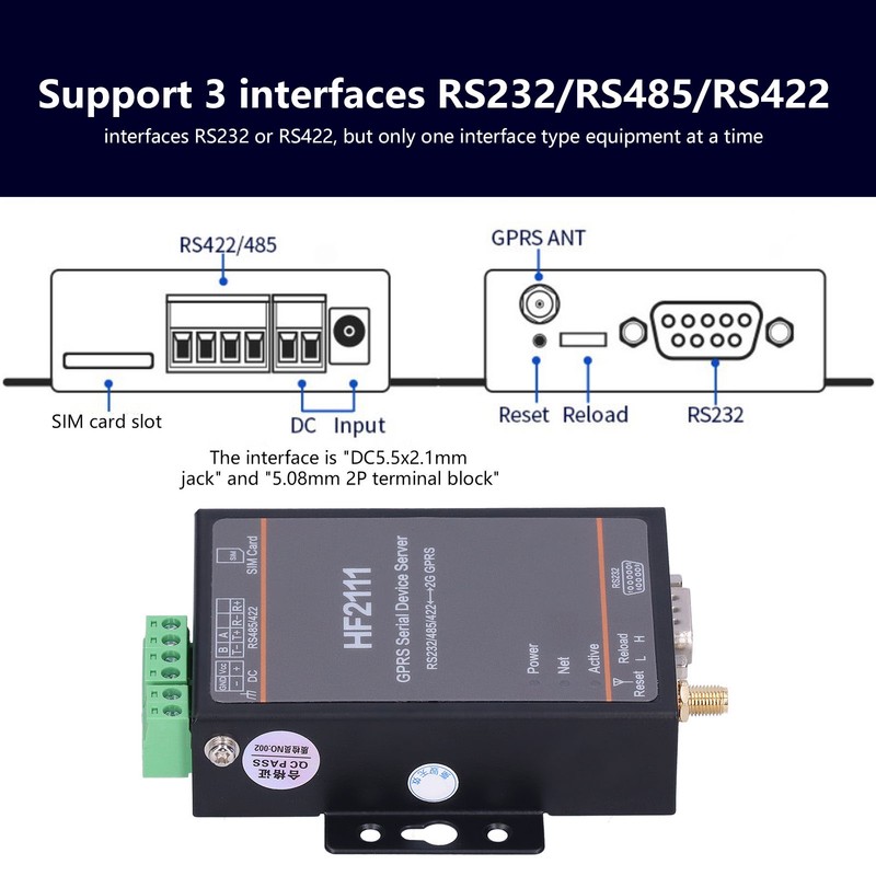GPRS Serial Device Server Converter Serial to RS232/422/485 for TCP/UDP