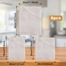 WYAN 6 Cotton Muslin Bags, Spice Bags for Cooking, Filter Bag for Tea, Cotton Nut Milk Bag, Small Cheesecloth Bags for Cooking, Soup, Tea Coffee Filter, Spice Storage