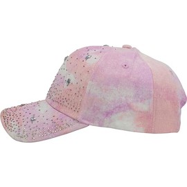 fashionchimp Women's Baseball Cap with Rhinestones 100% Cotton, Vintage Cap with Glitter, Fully Adjustable, Tie Dye Rose