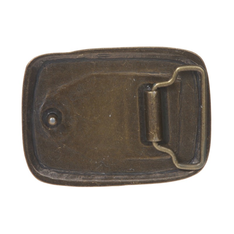 Western Rectangular Hammered Engraving Antique Belt Buckle Color: Antic Brass