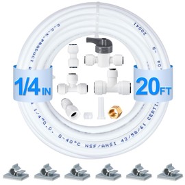 HAOCHEN Safe Ice Maker/Refrigerator Water Line Kit, Fridge Water Line Connection and IceMaker Installation Kit (Install Easily) for Reverse Osmosis Systems & Water Filters(1/4" & 3/8" Output) (white)