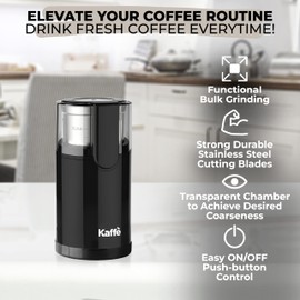 Kaffe Electric Coffee Blade Grinder w/Removable Cup - 4.5oz - Black (w/Cleaning Brush)