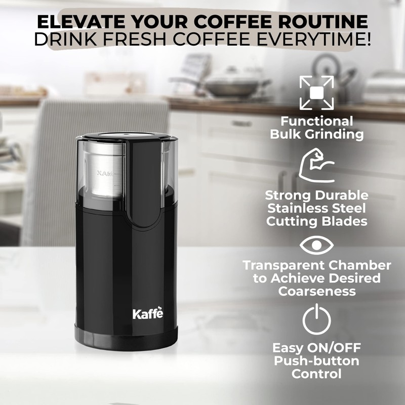 Kaffe Electric Coffee Blade Grinder w/Removable Cup - 4.5oz -