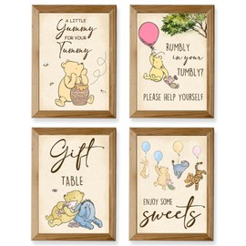 Winnie Baby Shower Decorations-Baby Shower Table Sign Centerpieces-Winnie Birthday Decorations-Baby Shower Decorations Pooh Birthday Decorations，Yellow