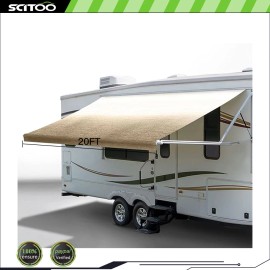 SCITOO RV Awning Fabric 8' Yellow 20FT  RV Camper Trailer Replacement Fabric