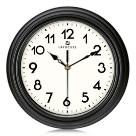 Lafocuse Black Vintage Wall Clock Silent Classic Retro Wall Clock Without Ticking Noises for Living Room Bedroom Kitchen Office 30 cm