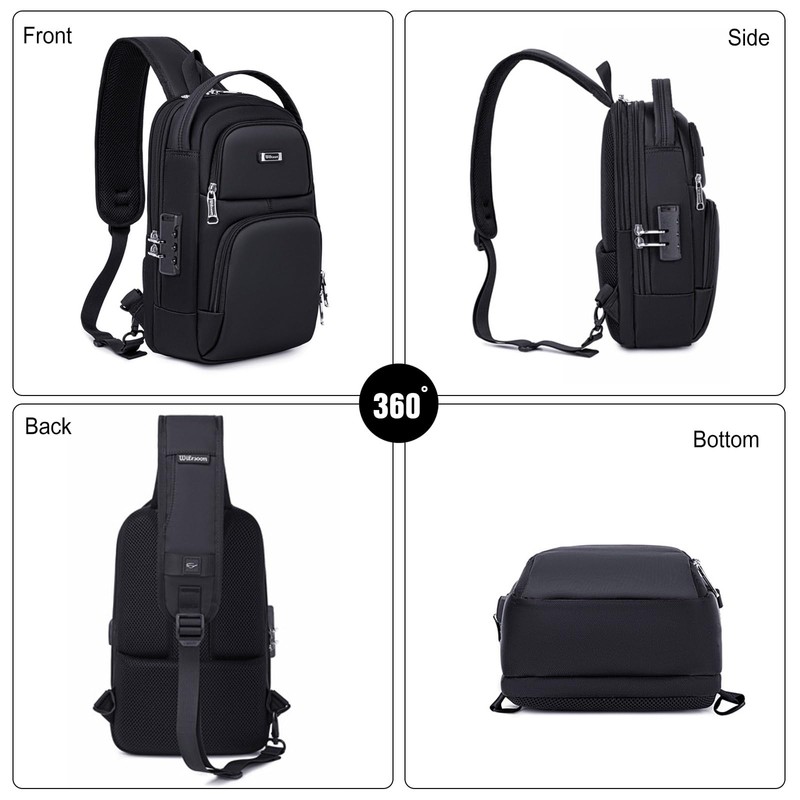 FANDARE Anti-Theft Men's Sling Crossbody Bag Chest Bag One Shoulder