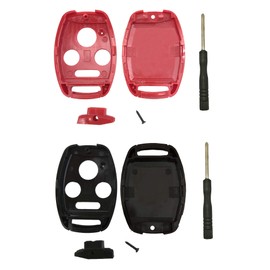 2 Pack Key Fob Shell Case Fit for Honda Accord Civic EX Pilot Keyless Entry Remote Key Housing Replacement with Free Screwdriver Casing Only (1 Black + 1 Red)