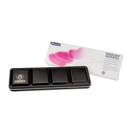 Schmincke - HORADAM AQUARELL Color Box with 24 Finest Watercolors, 74424097, Black Metal Box, Painting Set, Premium Watercolors, 24 x 1/2 Pans