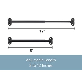 TYRON 2 Pack Screwed Sash Curtain Rod Adjustable 8-12 Inch, 3/8 In. Diameter, Mini Sidelight Window Rod (Black)