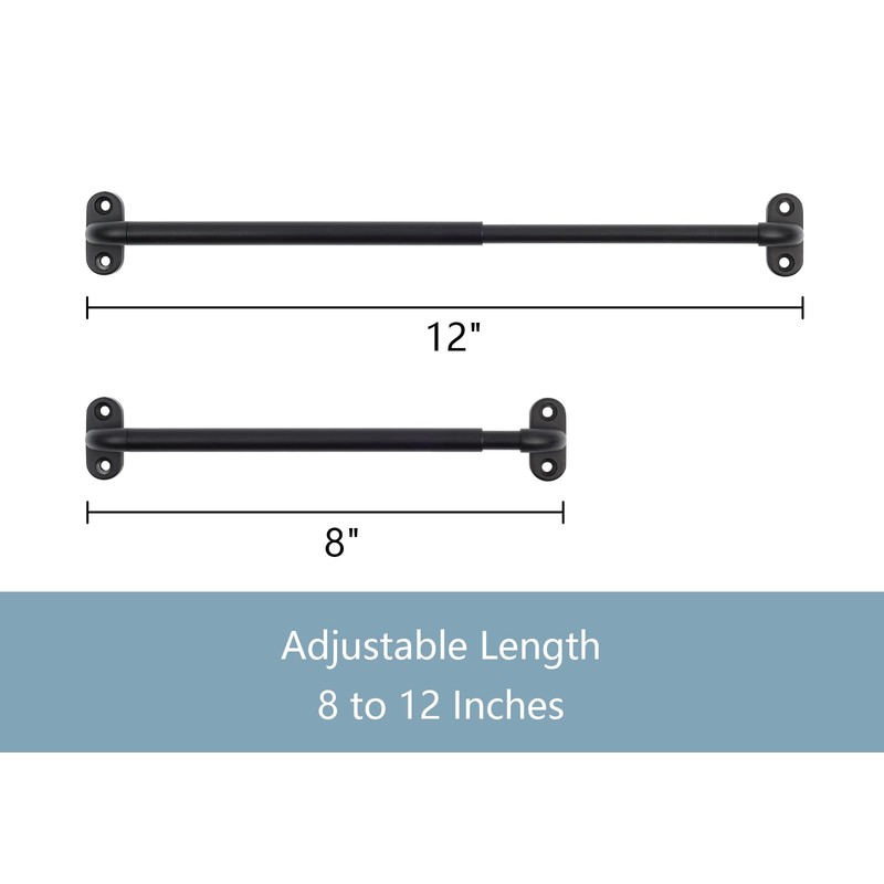 TYRON 2 Pack Screwed Sash Curtain Rod Adjustable 8-12 Inch,