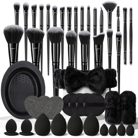 HGHDBT 47Pcs Black Makeup Brushes Set Professional Makeup Kit Multi-functional Makeup Tool Set with Facial Makeup Accessories, Foundation Makeup Brush Kit Eye and Face Make up Brushes & Tools