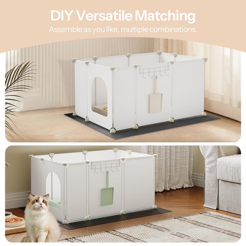 HOOBRO Cat Litter Box Enclosure with Large Oxford Mat, Extra