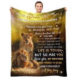 Gifts for Brother, Brother Gifts from Sister, Big Brother Birthday Gifts, to My Brother Blanket from Sister, Christmas Thanksgiving Gift for Brother Adult Lion Throw Blanket 50"x60"