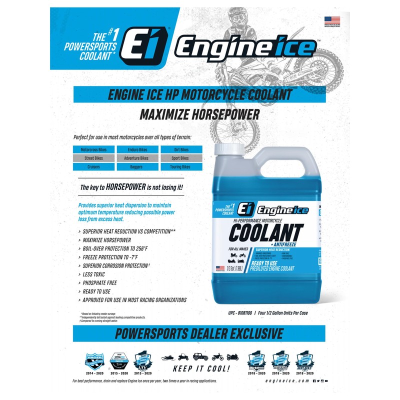 Engine Ice Off-Road High-Performance Motorcycle Coolant and Antifreeze, 2 Pack,