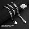 waitrose 7mm Silver Chain for Men Miami Cuban Link Mens